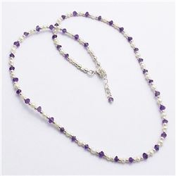 33) STERLING SILVER MULTI STONE NECKLACE