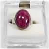 Image 1 : 28) STERLING SILVER DYED RUBY RING
