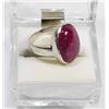 Image 2 : 28) STERLING SILVER DYED RUBY RING