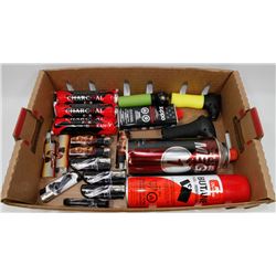 FLAT OF ASSORTED LIGHTERS, AND FLUID REFILLS