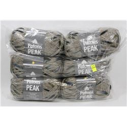 6 PACK OF PATONS PEAK 90G (3.2OZ) YARN