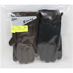 2PK LADIES LEATHER GLOVES MEDIUM