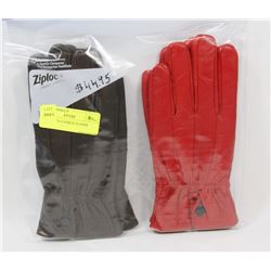 2PK LADIES LEATHER GLOVES LARGE.