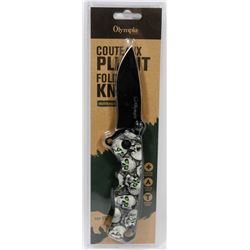 NEW GREY SKULLS 8.5" FOLDING KNIFE