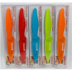 LOT OF 5 NEW STAINLESS STEEL PARING KNIVES