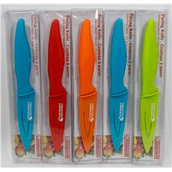 LOT OF 5 NEW STAINLESS STEEL PARING KNIVES