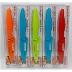 LOT OF 5 NEW STAINLESS STEEL PARING KNIVES