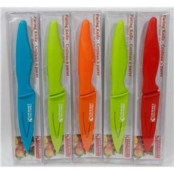 LOT OF 5 NEW STAINLESS STEEL PARING KNIVES