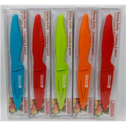 LOT OF 5 NEW STAINLESS STEEL PARING KNIVES