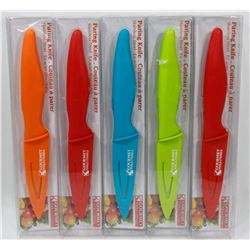 LOT OF 5 NEW STAINLESS STEEL PARING KNIVES