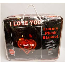 NEW! "I LOVE YOU" LUXURY PLUSH BLANKET (QUEEN)
