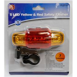 NEW 5 LED YELLOW & RED SAFETY FLASHER