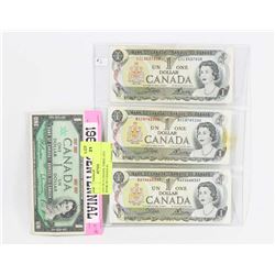 LOT OF 4 CANADA, THREE-1973 BANK OF CANADA $1