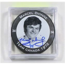 MARCEL DIONNE  1972 SIGNED PUCK SUMMIT SERIES