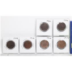 6 - CANADA LARGE CENT COINS.