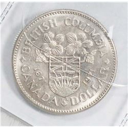 1871-1971 CANADIAN BC CENTENNIAL ONE DOLLAR COIN.