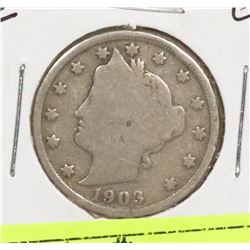 1903 US 5 CENT COIN.