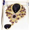 Image 1 : ROYAL PURPLE RHINESTONE BROOCH.