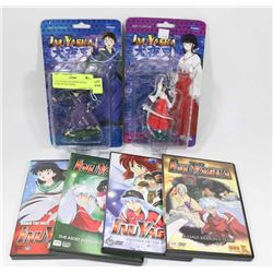 2 INUYASHA FIGURINES WITH 4 DVDS OF INUYASHA