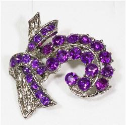 RHINESTONE PURPLE BROOCH.