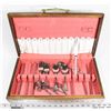 Image 1 : WOOD FLATWARE STORAGE CASE W/28-PC SET