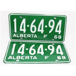 LOT OF 2 MATCHING 1968 NEW LICENSE PLATES