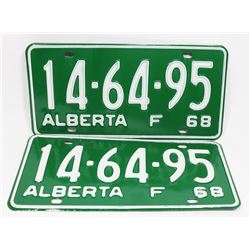 LOT OF 2 MATCHING 1968 NEW LICENSE PLATES