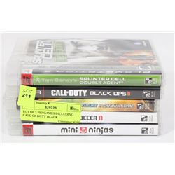 LOT OF 5 PS3 GAMES INCLUDING CALL OF DUTY BLACK