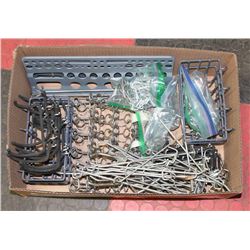 LARGE BOX FULL OF PEGBOARD ACCESSORIES