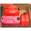 Image 1 : BOX W/3 GAS CANS - 10 LITRE AND 2 X 20 LITRE -