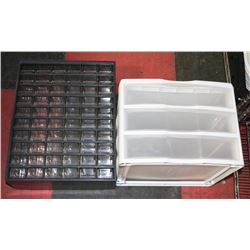 2 SMALL STORAGABLE BINS/MULTI SHELVES