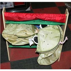 WOOD AND NYLON SHOE SHELF AND MORE.