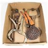 Image 1 : BOX W/ VARIOUS TYPES OF VISE GRIPS AND PIPE