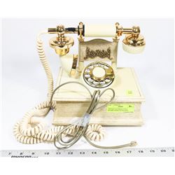 VINTAGE VICTORIAN STYLE ROTARY PHONE ON WOODEN