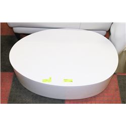 WHITE EGG SHAPED STAND. 35.5"X24"X10".