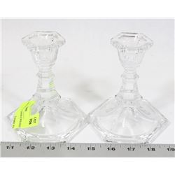 PAIR OF CRYSTAL CANDLE HOLDERS