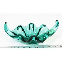 BLUE GREEN ART GLASS CANDY BOWL