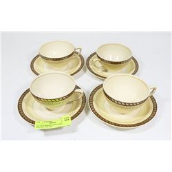 SET OF 4 WOOD'S ENGLAND CUP AND SAUCER SET.