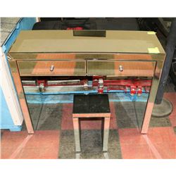 MIRRORED 2-DRAWER HALLWAY TABLE WITH SMALL MIRROR