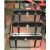 Image 1 : SET OF 3 METAL LATCHING TRUNKS WITH DARK LEATHER