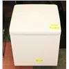 Image 1 : WHITE LEATHER TOP PLASTIC STORAGE OTTOMAN.