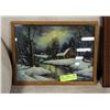 Image 1 : VINTAGE WOOD FRAMED WINTER SCENE PRINT