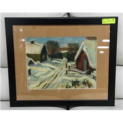 ORIGINAL OIL ON BOARD "WINTER VILLAGE"