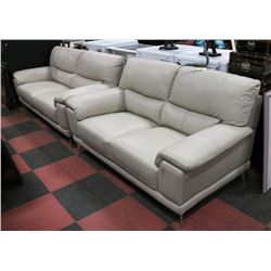 BEIGE LEATHERETTE 80" SOFA WITH 68" LOVE SEAT