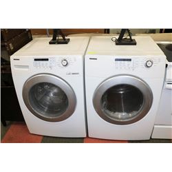 SAMSUNG WHITE WASHER AND DRYER SET 27"X27"X39".