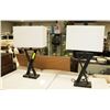 Image 1 : PAIR OF SHOWHOME LAMPS WITH FABRIC SHADES.