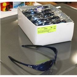 BOX OF OAKLEY STYLED BLUE SUNGLASSES WITH DARK