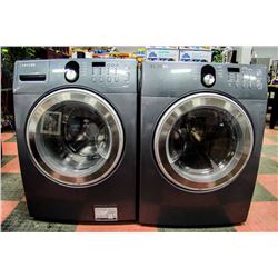 SAMSUNG GREY BLUE WASHER AND DRYER SET 27"X27"X39"