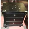 Image 1 : BLACK WOODEN 3-DRAWER END TABLE. 24"X18"X27".