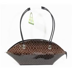 SNAKE SKIN STYLE BROWN LADIES PURSE.